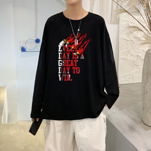 C2979P30潮牌长袖纯棉t恤秋季体恤宽松潮流潮趣文字印花宽松T恤图片
