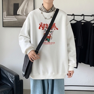 Y3256港风模特秋新款港风男卫衣圆领套头印花卫衣ins外套学生图片