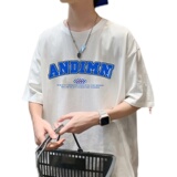 T3487P25春夏新款2022男宽松T恤港风落肩纯棉男T短袖潮趣印花T恤，男装T恤，星座510A-6