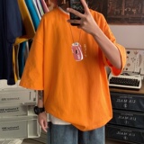 T3461P25宽松T恤港风落肩纯棉男T短袖潮趣印花T恤春夏新款2022男，男装T恤，星座510A-6