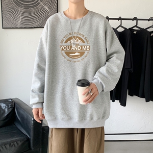 Y2486P38！21年秋冬新款港风日系大码印花长袖圆领卫衣男图片