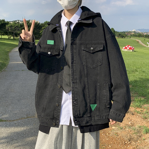 JK5411P75复古潮牌连帽工装牛仔外套男2023秋季高街痞帅潮流宽松