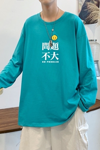 C2623P30潮牌长袖纯棉t恤秋季体恤宽松潮流潮趣文字印花宽松T恤图片
