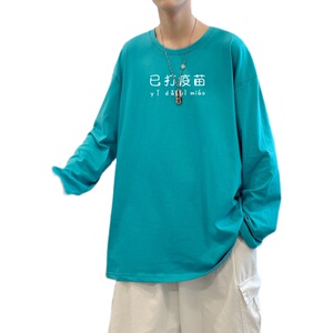 C2624P30潮牌长袖纯棉t恤秋季体恤宽松潮流潮趣文字印花宽松T恤图片