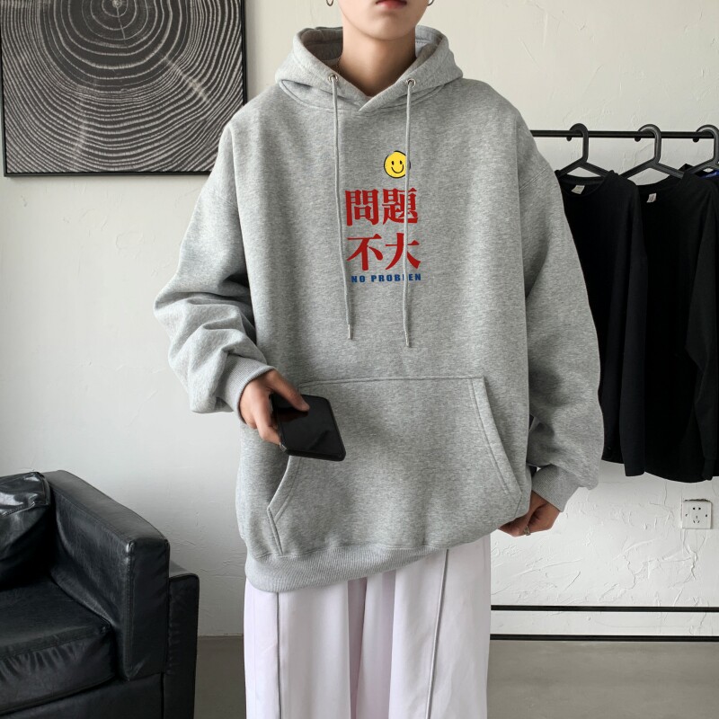 L6173P50春秋新款2023新品连帽卫衣50棉高货男士落肩宽松卫衣图片