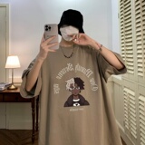 T6239P25夏2023落肩款宽松棉T男士T恤港风印花纯棉短T克兰，男装T恤，星座510A-6