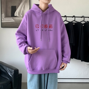 L2303P48韩版ins男士学生宽松运动连帽卫衣秋冬加绒情侣外套图片