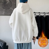 LR6026P65落肩宽版连帽卫衣打底100%棉加绒加厚高货卫衣白色，男装卫衣，星座510A-6