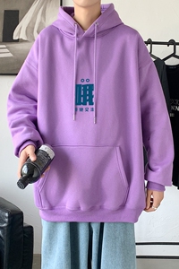 L2483P48卫衣男秋冬新款潮趣文字印花潮流休闲帅气连帽外套图片