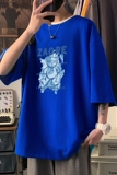 T3459P25春夏新款2022男宽松T恤港风落肩纯棉男T短袖潮趣印花T恤，男装T恤，星座510A-6