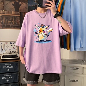 T3352P25春夏新款港风落肩纯棉男T仓库正常配送短袖2022男宽松T恤图片