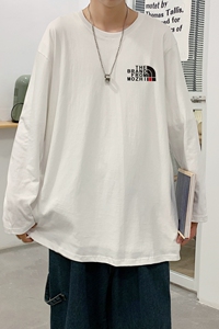 C2706P30潮牌长袖纯棉t恤秋季体恤宽松潮流潮趣文字印花宽松T恤图片