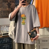 T3425P25男宽松T恤港风落肩纯棉男T短袖潮趣印花T恤春夏新款2022，男装T恤，星座510A-6