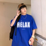 T3763P25宽松圆领T恤港风落肩纯棉T短袖字母卡通印花T恤新2022男，男装T恤，星座510A-6