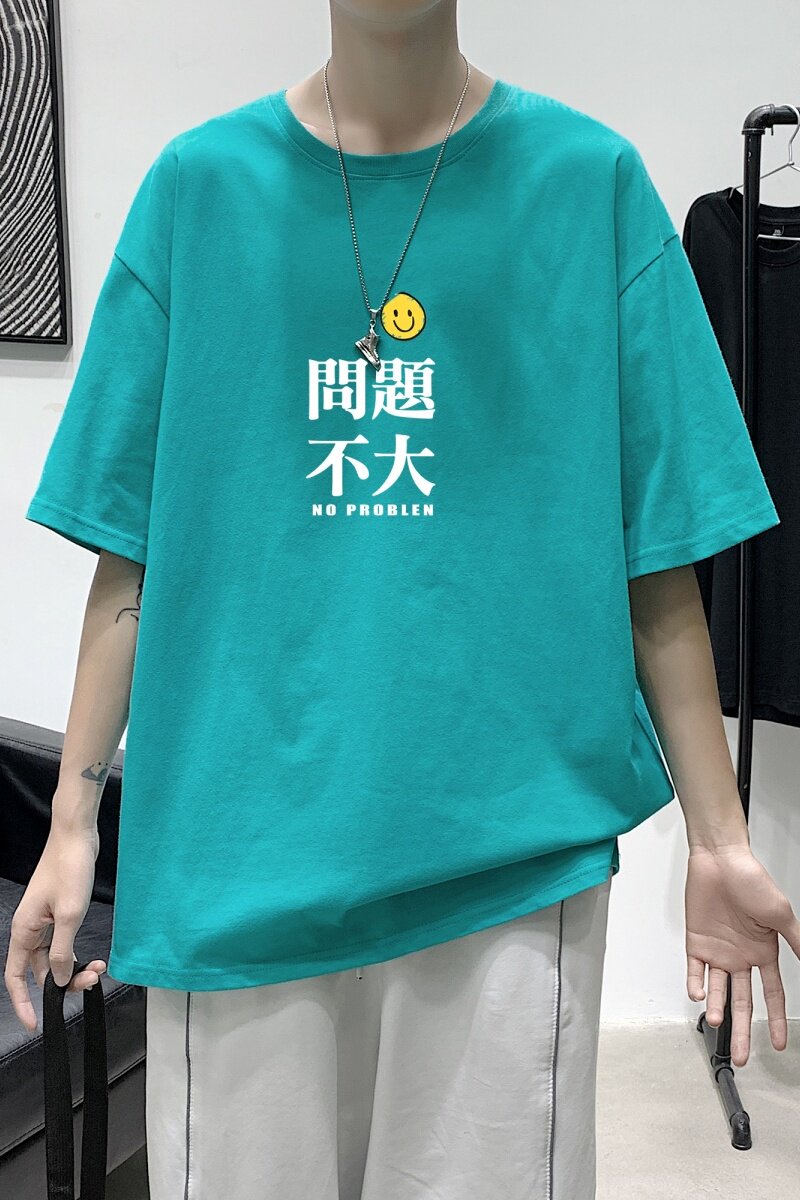 T2283P25港风室内纯棉男短袖港风潮趣笑脸印花宽松休闲情侣装T恤,男装T恤,星座510A-6