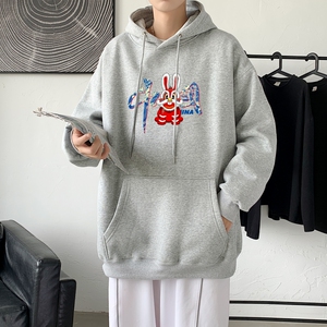 L6182P50春秋新款2023新品连帽卫衣50棉高货男士落肩宽松卫衣图片