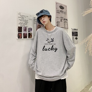 C2628P30男士长袖t恤春季潮牌薄款宽松潮流秋装卫衣服秋衣打底衫图片