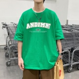 T3487P25春夏新款2022男宽松T恤港风落肩纯棉男T短袖潮趣印花T恤，男装T恤，星座510A-6