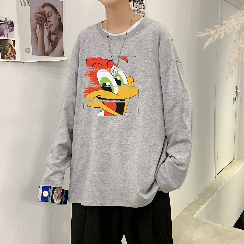 TC5189P30男长t恤长袖薄款夏季休闲纯棉体恤宽松青少年白色上衣,男装T恤,星座510A-6