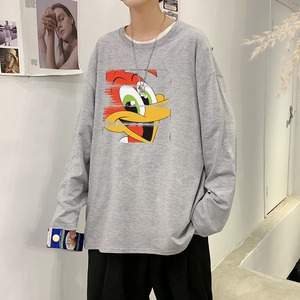 TC5189P30男长t恤长袖薄款夏季休闲纯棉体恤宽松青少年白色上衣图片