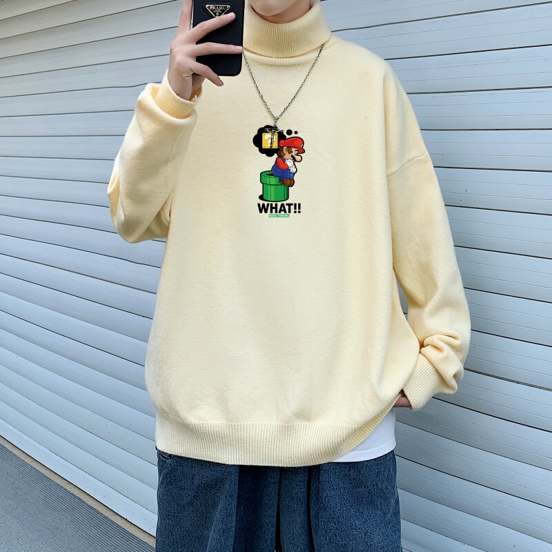 MG2981P65港风新款男生宽松长袖毛衣高领休闲线衣潮流休闲针织衫,男装针织衫/毛衣,星座510A-6