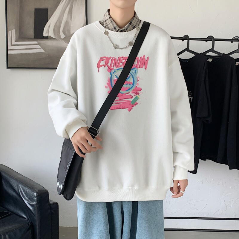 Y2448P38秋季男士bf宽松卫衣港风卫衣新款圆领韩版潮流衣服图片