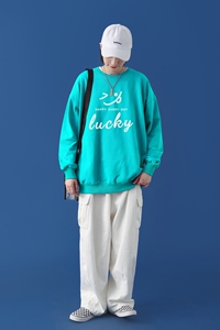 L2559P48中性模特新款卫衣男装宽松港风日系外套连帽衣服宽松卫衣图片