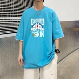 T3485P25短袖潮圆领T恤春夏卡通印花宽松T恤港风落肩纯棉男T，男装T恤，星座510A-6