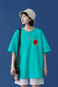 D2126P18 中性女模纯多色全棉夏季新款时尚印花大码短袖情侣款T恤图片