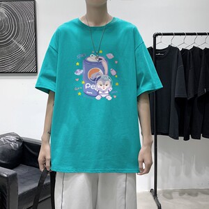 T2264P25港风室内男潮T恤夏季宽松短袖情侣装2021新款潮牌,夏季情侣装搭配图片图片