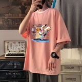 T3352P25短袖仓库正常配送2022男宽松T恤春夏新款港风落肩纯棉男T，男装T恤，星座510A-6