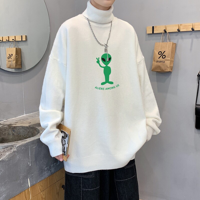 MG5541P65美式复古毛衣男加绒加厚春秋季oversize高街潮牌宽松,男装针织衫/毛衣,星座510A-6