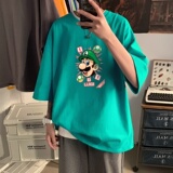 T3423P25落肩纯棉男T短袖潮趣印花T恤春夏新款2022男宽松T恤港风，男装T恤，星座510A-6