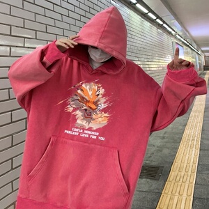LF7342P68秋冬款直播品质棉卫衣2023水洗连帽卫衣男士落肩款图片