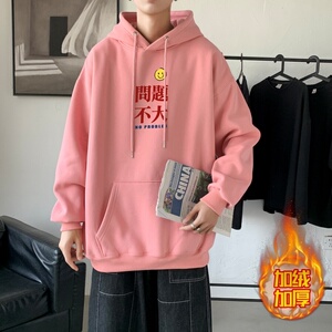LR6022P65 落肩宽版连帽卫衣打底100%棉加绒加厚高货卫衣 白色图片