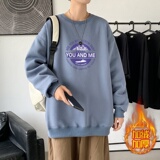 YN6024P55落肩宽版圆领卫衣打底100%棉加绒加厚高货卫衣深灰，男装卫衣，星座510A-6
