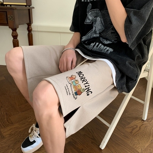 网红短裤男夏季薄款2025潮牌运动休闲美式大码青少年华夫格五分裤图片