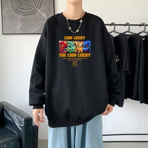 Y3258圆领套头印花卫衣港风模特秋新款港风ins外套学生男卫衣图片