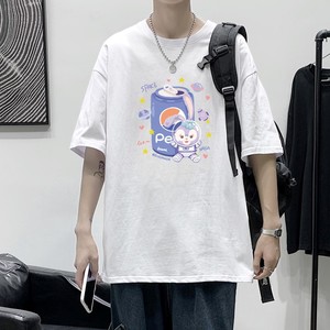 T2264P25港风室内短袖男纯棉港风潮拒绝喝酒印花宽松情侣装T恤图片