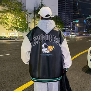 JK5219P105港风宽松夹克流行长袖外套流行男装休闲印花连帽夹克图片