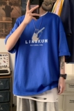 T3252P25春夏新款2022男士宽松T恤港风落肩纯棉男T短袖T恤加大男T，男装T恤，星座510A-6