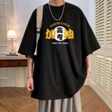 T7044P29校园中高考试励志中文字印花纯棉短T夏落肩款宽松T，男装T恤，星座510A-6