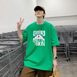 T3485P25宽松T恤港风落肩纯棉男T短袖潮圆领T恤春夏卡通印花，男装T恤，星座510A-6