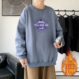 YN6024P55落肩宽版圆领卫衣打底100%棉加绒加厚高货卫衣浅灰，男装卫衣，星座510A-6