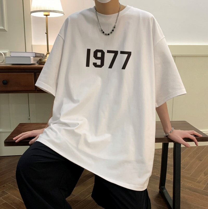 T6238P25夏2023落肩款宽松棉T男士T恤港风印花纯棉短T,男装T恤,星座510A-6