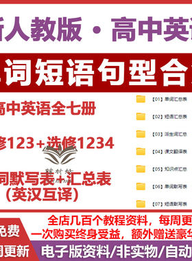 2026人教版高中英语单词短语汇总表教材课本同步知识总结必修123选修1234课文翻译默写表高考总复习电子版资料可打印