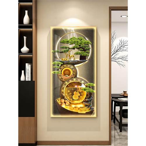led带灯葫芦入户玄关装饰画走廊过道挂画壁画简约现代轻奢高级感