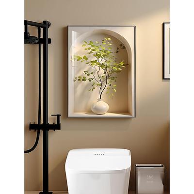 空间延伸浴室卫生间墙面装饰画绿植洗手间壁画厕所背景墙防水挂画