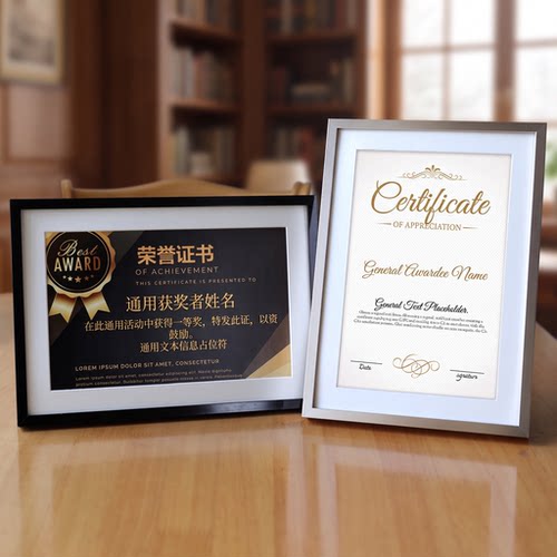 证书框铝合金框授权奖状框摆台A4 a3荣誉证书相框营业执照框挂墙