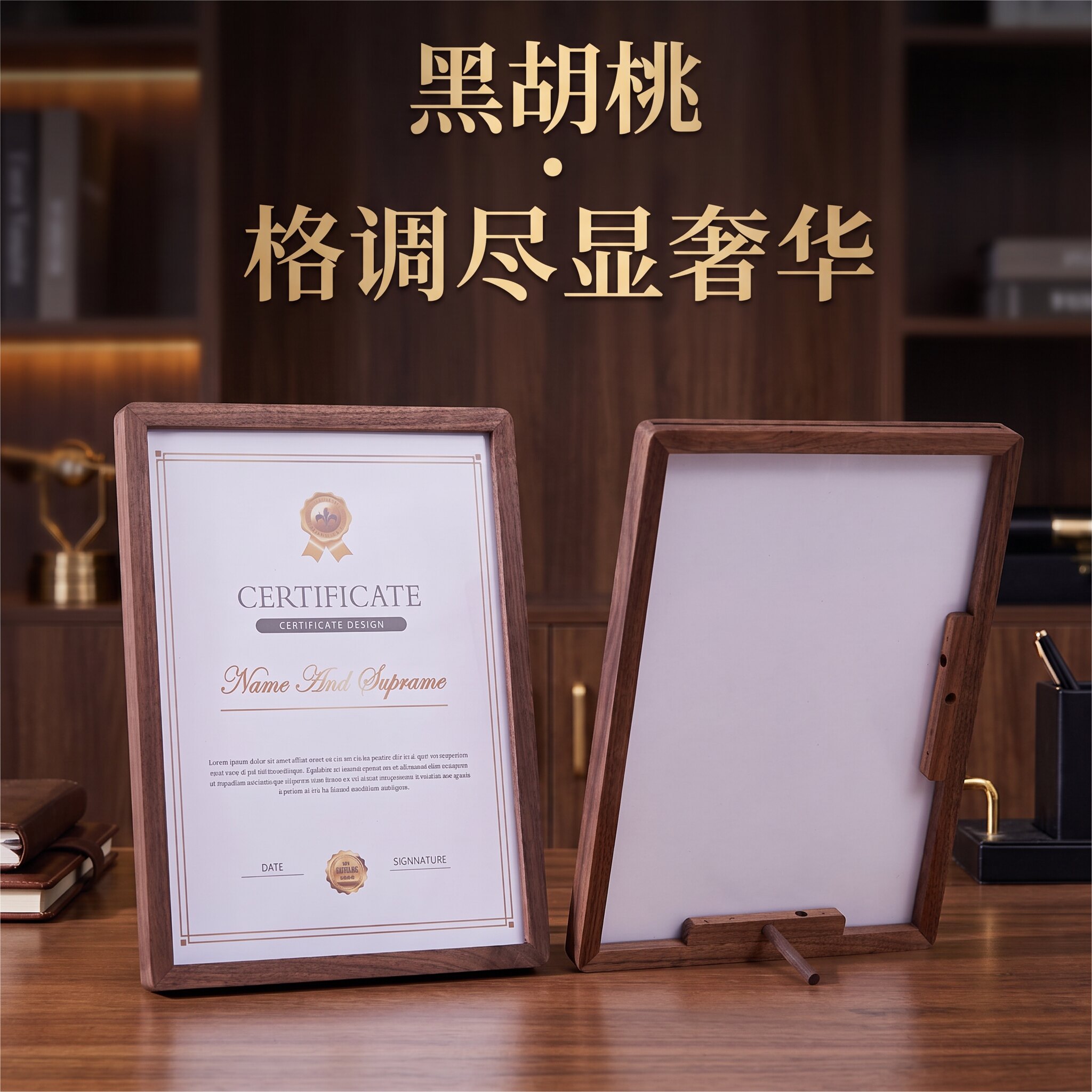 A4荣誉证书框定制奖状展示框相框优秀员工获奖收纳高档实木证书授权书木质聘书任命书框架压克力牌匾框摆台